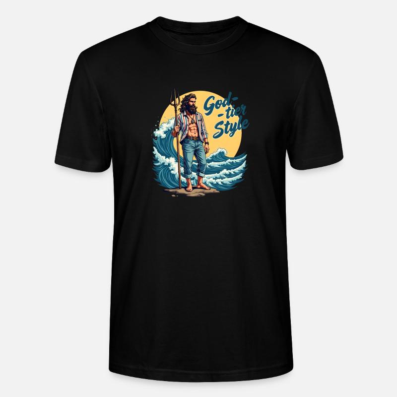 God Tier Style - Hipster Poseidon - Stanley/Stella Unisex Bio-T-Shirt CRAFTER - Schwarz