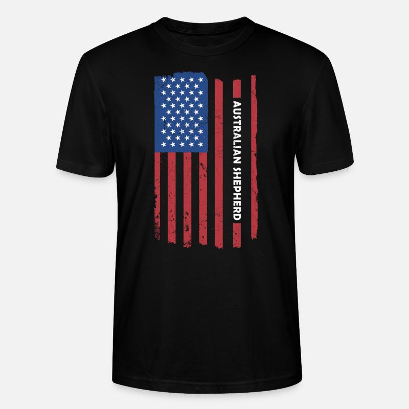 Chien Aussie Us Drapeau - T-shirt bio CRAFTER Stanley Stella Unisexe - noir