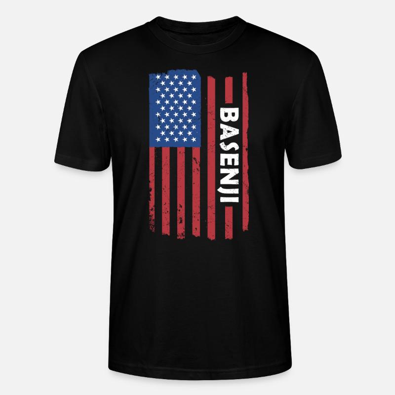 Dog Basenji Us Flag - Stanley/Stella Unisex Bio-T-Shirt CRAFTER - Schwarz