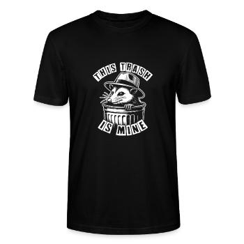 Trash - funny opossum looks out of the garbage can - Stanley/Stella CRAFTER Unisex Organic T-Shirt - black - Front - Alina (178cm) & Michal (187cm)