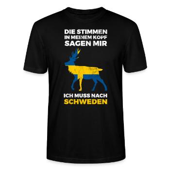 Ich Muss Nach Schweden Flagge Schweden - Stanley/Stella Unisex Bio-T-Shirt CRAFTER - Schwarz - Vorne - Alina (178cm) & Michal (187cm)