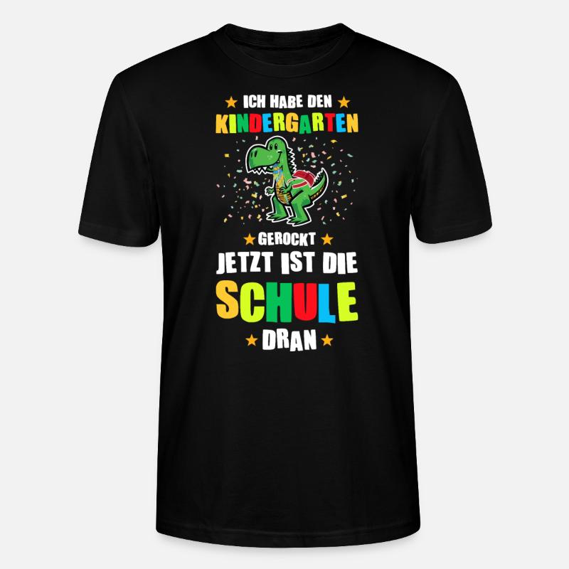 Schulkind Dino Schulbeginn Geschenk - Stanley/Stella Unisex Bio-T-Shirt CRAFTER - Schwarz