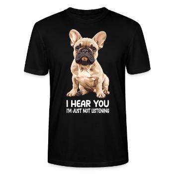 French Bulldog - Stanley/Stella Unisex Bio-T-Shirt CRAFTER - Schwarz - Vorne - Alina (178cm) & Michal (187cm)