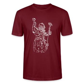 Merlin i hvid - Stanley Stella CRAFTER unisex økologisk-T-shirt - burgunder-rød - Foran - Alina (178cm) & Michal (187cm)