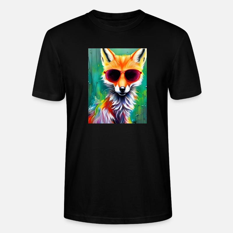 Neonfuchs mit roter Sonnenbrille - Stanley/Stella Unisex Bio-T-Shirt CRAFTER - Schwarz