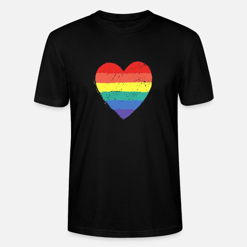 Rainbow Heart & Pride - Stanley/Stella Unisex Bio-T-Shirt CRAFTER - Schwarz