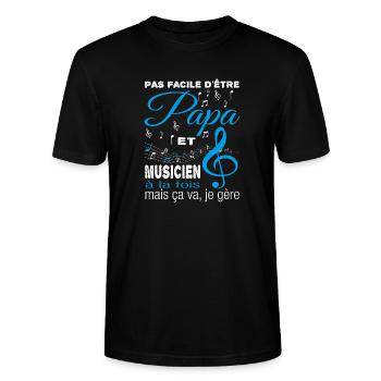 Pas facile d’être papa et musicien à la fois - T-shirt bio CRAFTER Stanley Stella Unisexe - noir - Devant - Alina (178cm) & Michal (187cm)