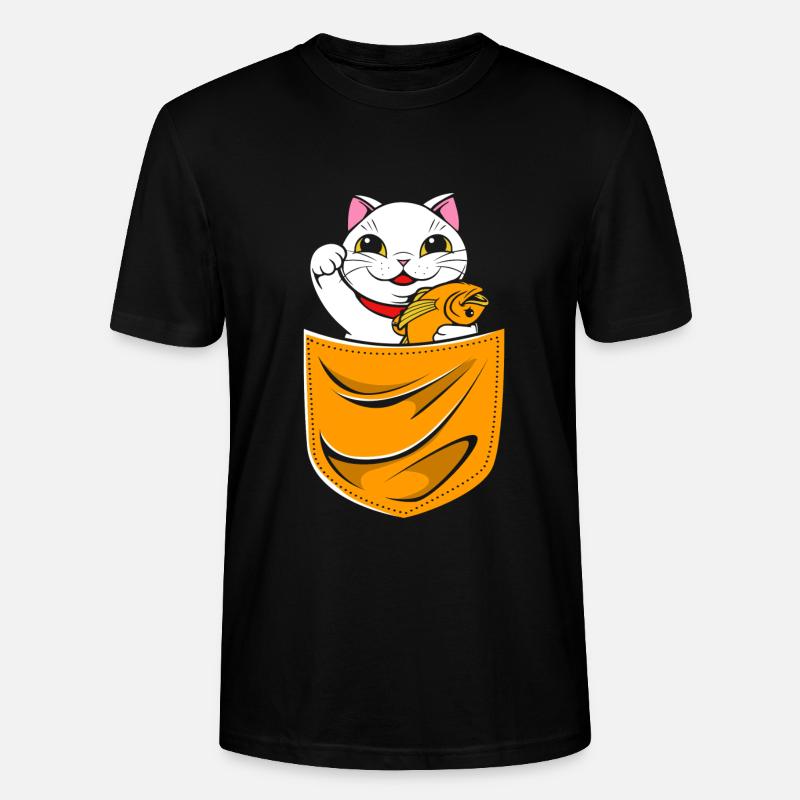 Maneki Neko Japan Glücksbringer - Stanley/Stella Unisex Bio-T-Shirt CRAFTER - Schwarz