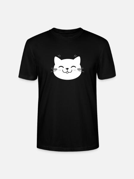Funny Kawaii Cat Face - Stanley/Stella CRAFTER Unisex Organic T-Shirt - black