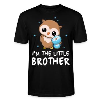 Je suis le petit frère - Petit frère Chouette mignonne - T-shirt bio CRAFTER Stanley Stella Unisexe - noir - Devant - Alina (178cm) & Michal (187cm)