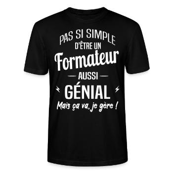Formateur - T-shirt bio CRAFTER Stanley Stella Unisexe - noir - Devant - Alina (178cm) & Michal (187cm)