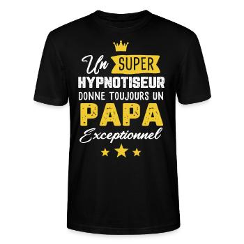 Hypnotiseur fête des pères homme hypnose - T-shirt bio CRAFTER Stanley Stella Unisexe - noir - Devant - Alina (178cm) & Michal (187cm)
