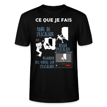 Escalade, métier alpiniste, montagne - T-shirt bio CRAFTER Stanley Stella Unisexe - noir - Devant - Alina (178cm) & Michal (187cm)