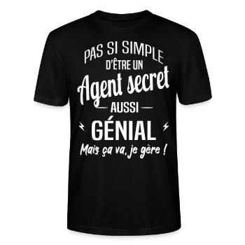 Agent secret - T-shirt bio CRAFTER Stanley Stella Unisexe - noir - Devant - Alina (178cm) & Michal (187cm)