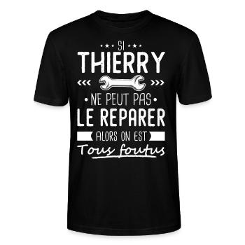 Si Thierry ne peut pas le réparer on est foutus - T-shirt bio CRAFTER Stanley Stella Unisexe - noir - Devant - Alina (178cm) & Michal (187cm)