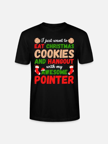 Christmas English Pointer Cookies - Stanley/Stella CRAFTER Unisex Organic T-Shirt - black