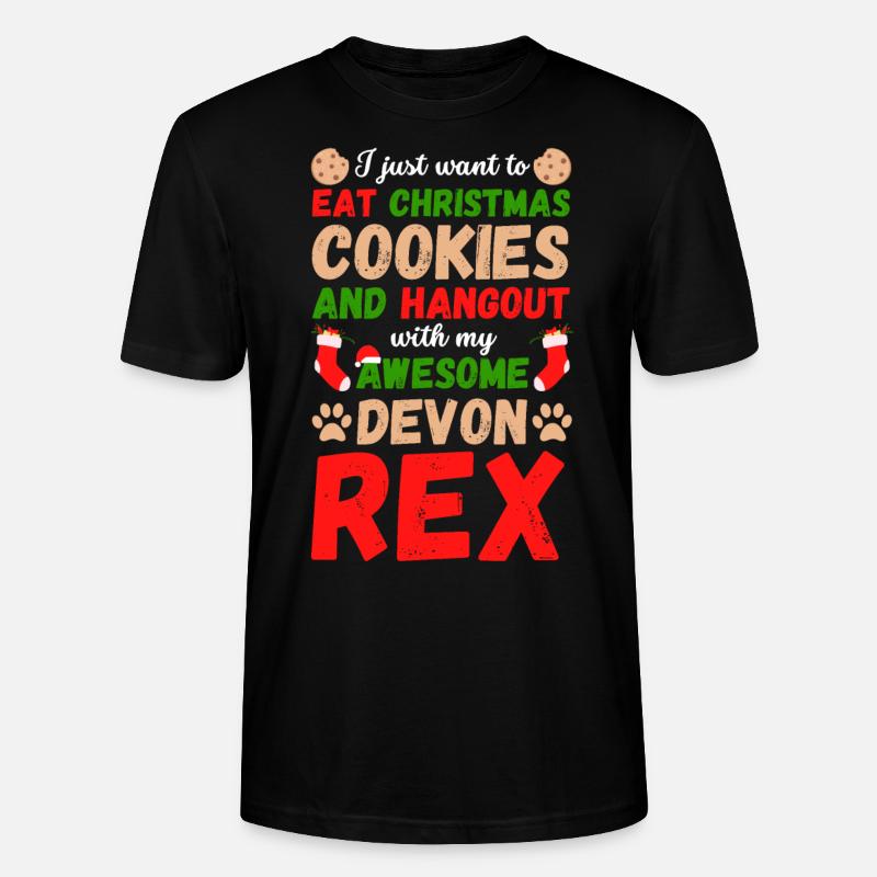 Weihnachten Katze Devon Rex Kekse - Stanley/Stella Unisex Bio-T-Shirt CRAFTER - Schwarz