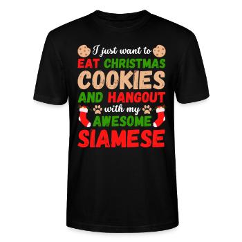 Weihnachten Siam Katze Kekse - Stanley/Stella Unisex Bio-T-Shirt CRAFTER - Schwarz - Vorne - Alina (178cm) & Michal (187cm)
