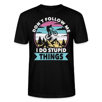 Don t follow me cycle - Stanley/Stella Unisex Bio-T-Shirt CRAFTER - Schwarz - Vorne - Alina (178cm) & Michal (187cm)