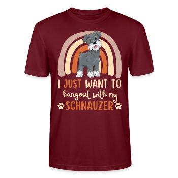 Sweet Schnauzer Dog Lover Kawaii - Stanley/Stella CRAFTER Unisex Organic T-Shirt - burgundy - Front - Alina (178cm) & Michal (187cm)