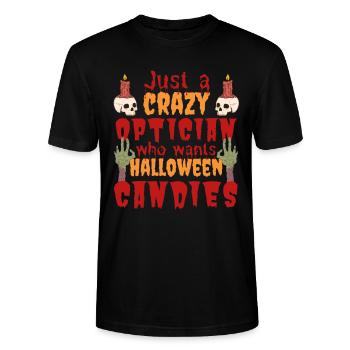 Gruselig lustig Halloween Spruch Optiker - Stanley/Stella Unisex Bio-T-Shirt CRAFTER - Schwarz - Vorne - Alina (178cm) & Michal (187cm)