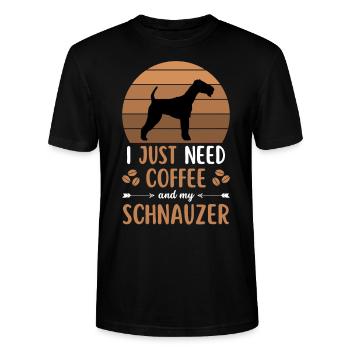 Schnauzer Kaffee Retro Hund Cafe - Stanley/Stella Unisex Bio-T-Shirt CRAFTER - Schwarz - Vorne - Alina (178cm) & Michal (187cm)