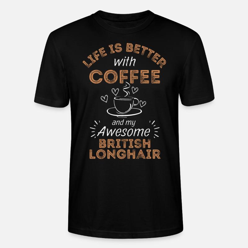 Café british Longhair Cat - T-shirt bio CRAFTER Stanley Stella Unisexe - noir
