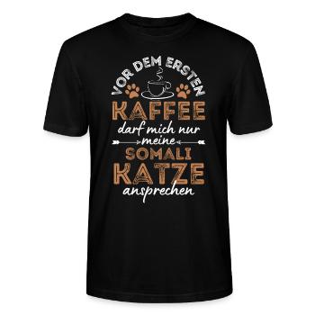 Somali Katze Kaffee Cafe - Stanley/Stella Unisex Bio-T-Shirt CRAFTER - Schwarz - Vorne - Alina (178cm) & Michal (187cm)