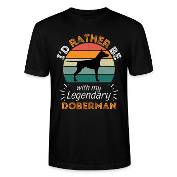 Dobermann Vintage Retro - Stanley/Stella Unisex Bio-T-Shirt CRAFTER - Schwarz - Vorne - Alina (178cm) & Michal (187cm)