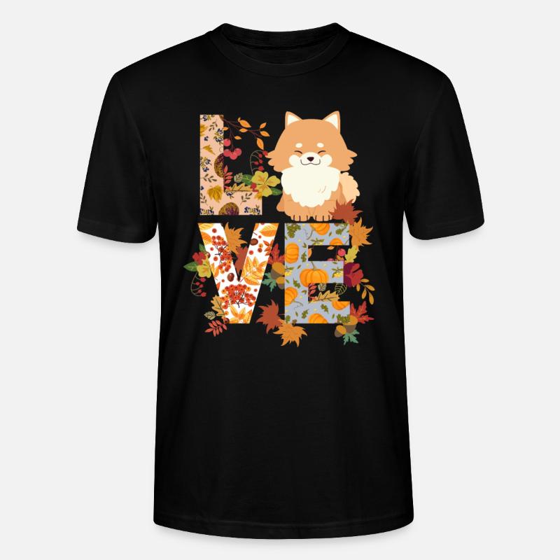 Zwergspitz Hund Herbst Dankbarkeit Liebe - Stanley/Stella Unisex Bio-T-Shirt CRAFTER - Schwarz