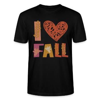 Love Liebe Herbst Dankbarkeit Blätter - Stanley/Stella Unisex Bio-T-Shirt CRAFTER - Schwarz - Vorne - Alina (178cm) & Michal (187cm)