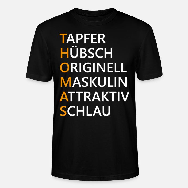 Thomas Name Geschenk - Stanley/Stella Unisex Bio-T-Shirt CRAFTER - Schwarz