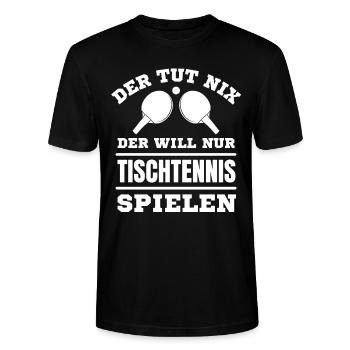 Tischtennis lustiger Spruch - Stanley/Stella Unisex Bio-T-Shirt CRAFTER - Schwarz - Vorne - Alina (178cm) & Michal (187cm)