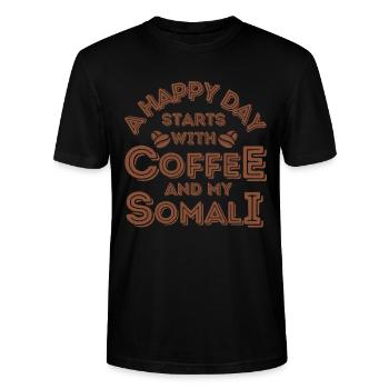 Somali Katze Kaffee Cafe - Stanley/Stella Unisex Bio-T-Shirt CRAFTER - Schwarz - Vorne - Alina (178cm) & Michal (187cm)