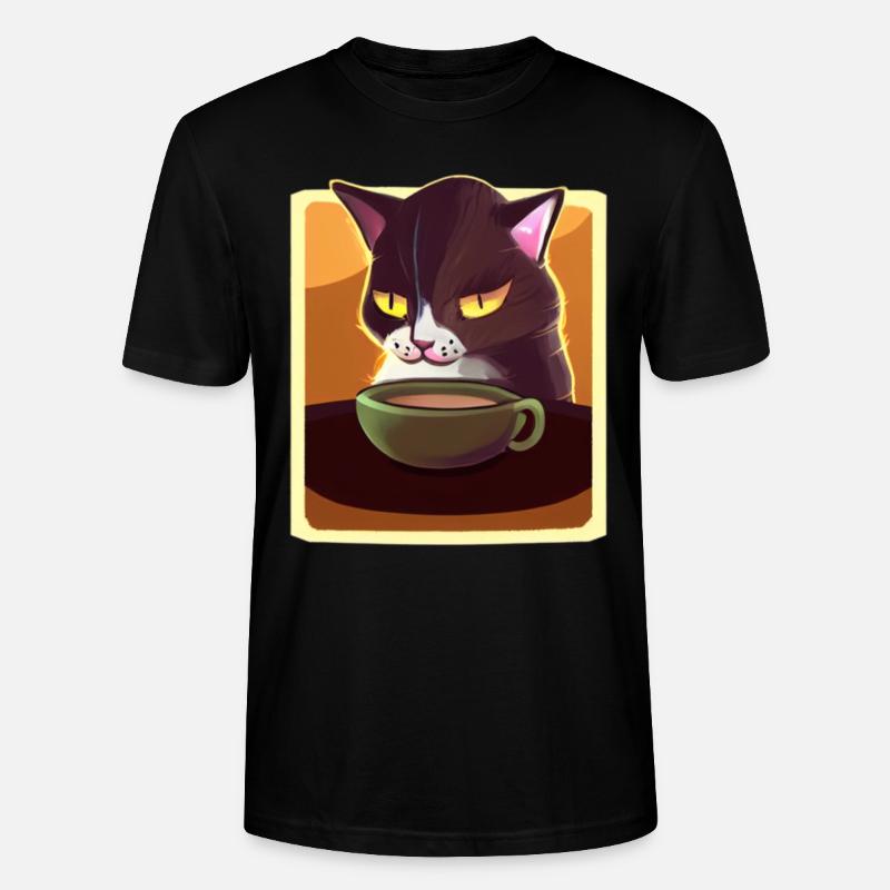 Kaffee Katze Müde Katze Kaffee - Stanley/Stella Unisex Bio-T-Shirt CRAFTER - Schwarz