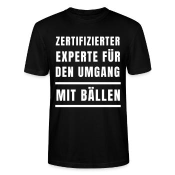 Zertifizierter Ballexperte - Stanley/Stella Unisex Bio-T-Shirt CRAFTER - Schwarz - Vorne - Alina (178cm) & Michal (187cm)
