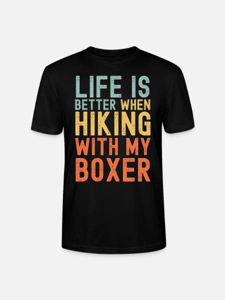 German Boxer Hiking dog retro - Stanley/Stella CRAFTER Unisex Organic T-Shirt - black