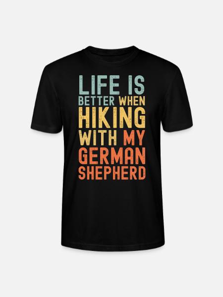 German-Shepherd Hiking dog retro - Stanley/Stella CRAFTER Unisex Organic T-Shirt - black