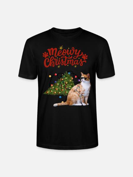 Funny Christmas Cat - Stanley/Stella CRAFTER Unisex Organic T-Shirt - black