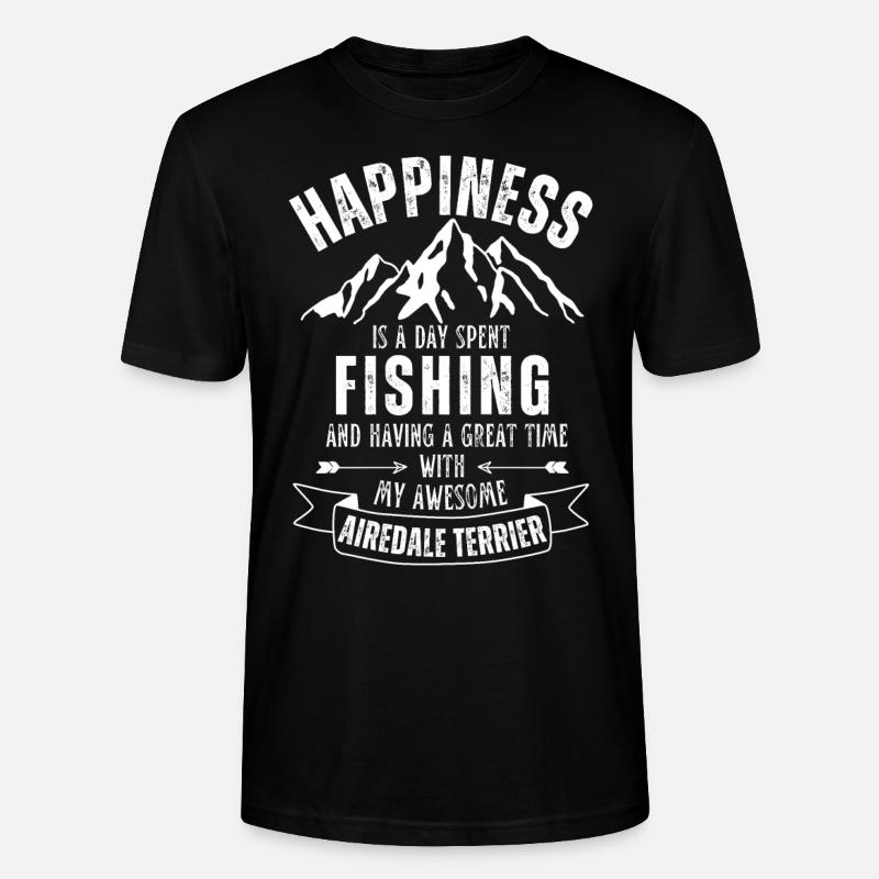 Pêche et Airedale Terriers - T-shirt bio CRAFTER Stanley Stella Unisexe - noir