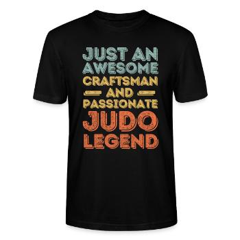 Craftsman Judo retro - Stanley/Stella CRAFTER Unisex Organic T-Shirt - black - Front - Alina (178cm) & Michal (187cm)