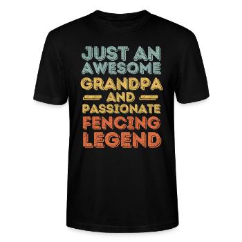 Opa Fechten retro - Stanley/Stella Unisex Bio-T-Shirt CRAFTER - Schwarz - Vorne - Alina (178cm) & Michal (187cm)
