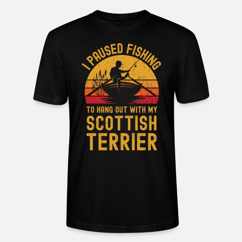 Pêche, pêche et terrier écossais - T-shirt bio CRAFTER Stanley Stella Unisexe - noir