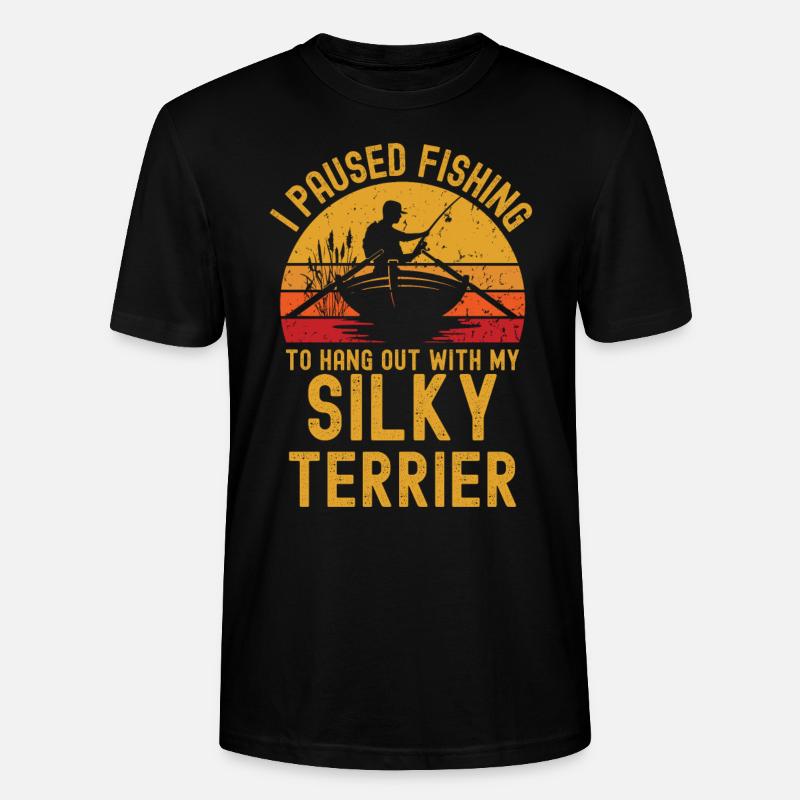 Pêche, pêche et Silky Terrier - T-shirt bio CRAFTER Stanley Stella Unisexe - noir