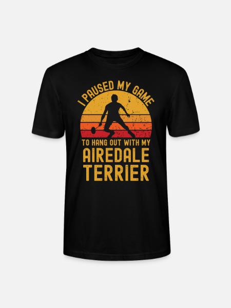 Badminton and Airedale Terrier - Stanley/Stella CRAFTER Unisex Organic T-Shirt - black