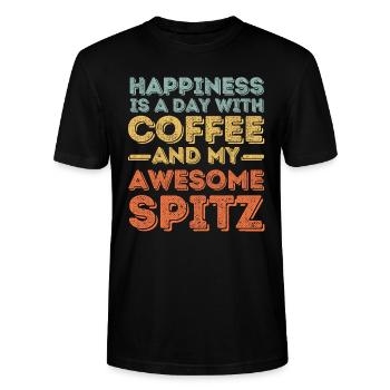 Spitz Kaffee Hund Cafe - Stanley/Stella Unisex Bio-T-Shirt CRAFTER - Schwarz - Vorne - Alina (178cm) & Michal (187cm)