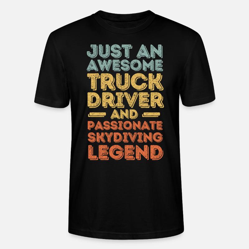 Chauffeur de camion parachutisme rétro - T-shirt bio CRAFTER Stanley Stella Unisexe - noir
