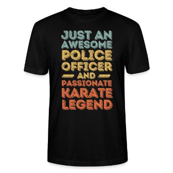 Policier Karaté rétro - T-shirt bio CRAFTER Stanley Stella Unisexe - noir - Devant - Alina (178cm) & Michal (187cm)