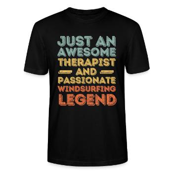 Therapeut Windsurfen retro - Stanley/Stella Unisex Bio-T-Shirt CRAFTER - Schwarz - Vorne - Alina (178cm) & Michal (187cm)