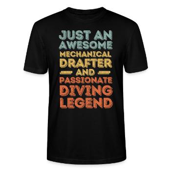 Technical draughtsman diving retro - Stanley/Stella CRAFTER Unisex Organic T-Shirt - black - Front - Alina (178cm) & Michal (187cm)